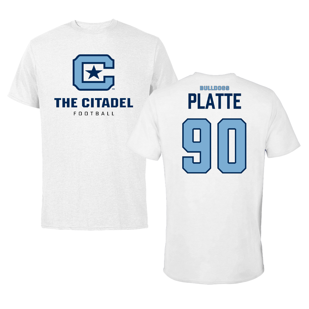 The Citadel Football White Performance Tee - #90 James Platte