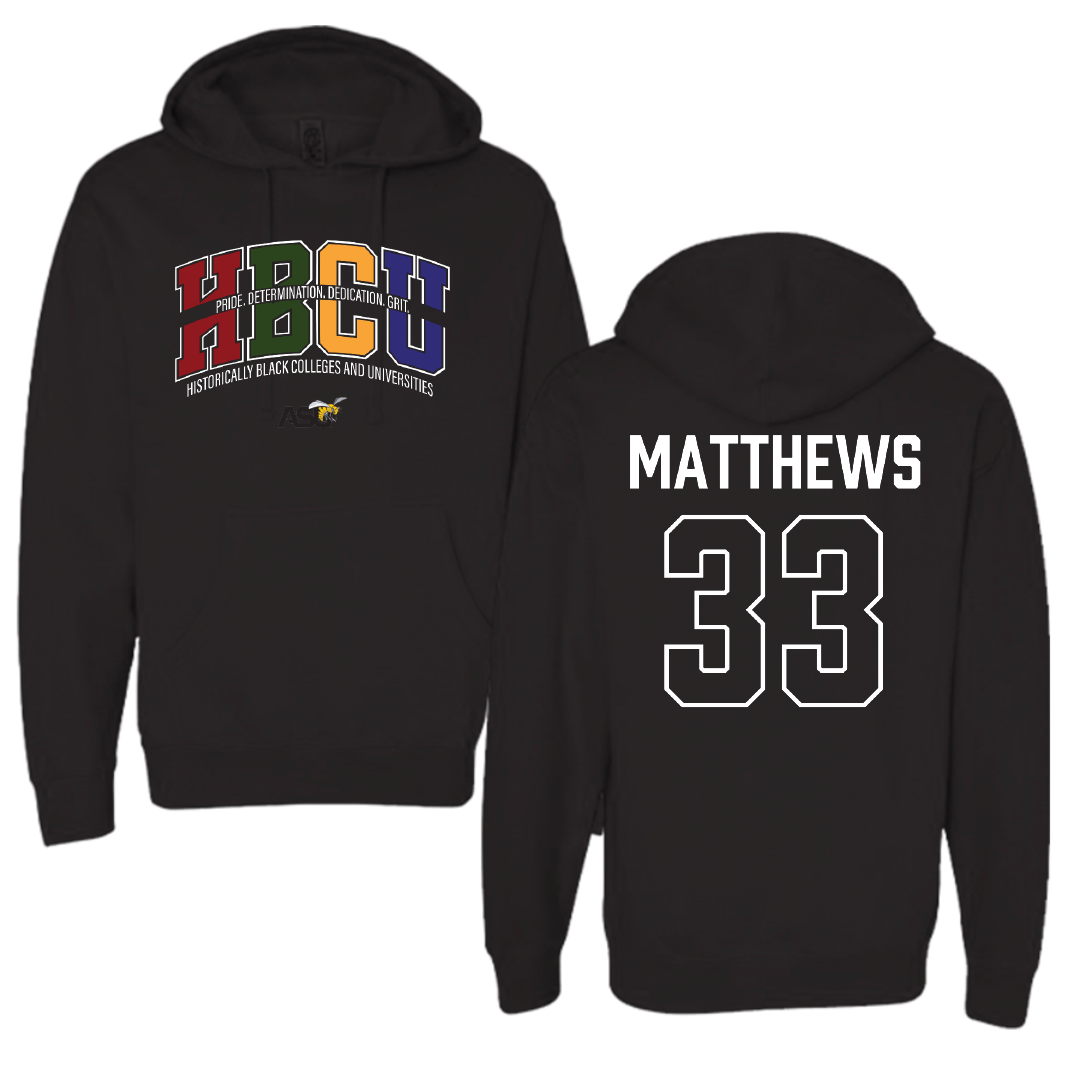 Alabama State University Baseball Black HBCU Hoodie - #33 Camden Matthews