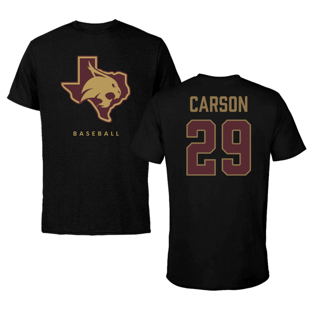 Texas State University Baseball Black Tee - #29 Tanner Carson