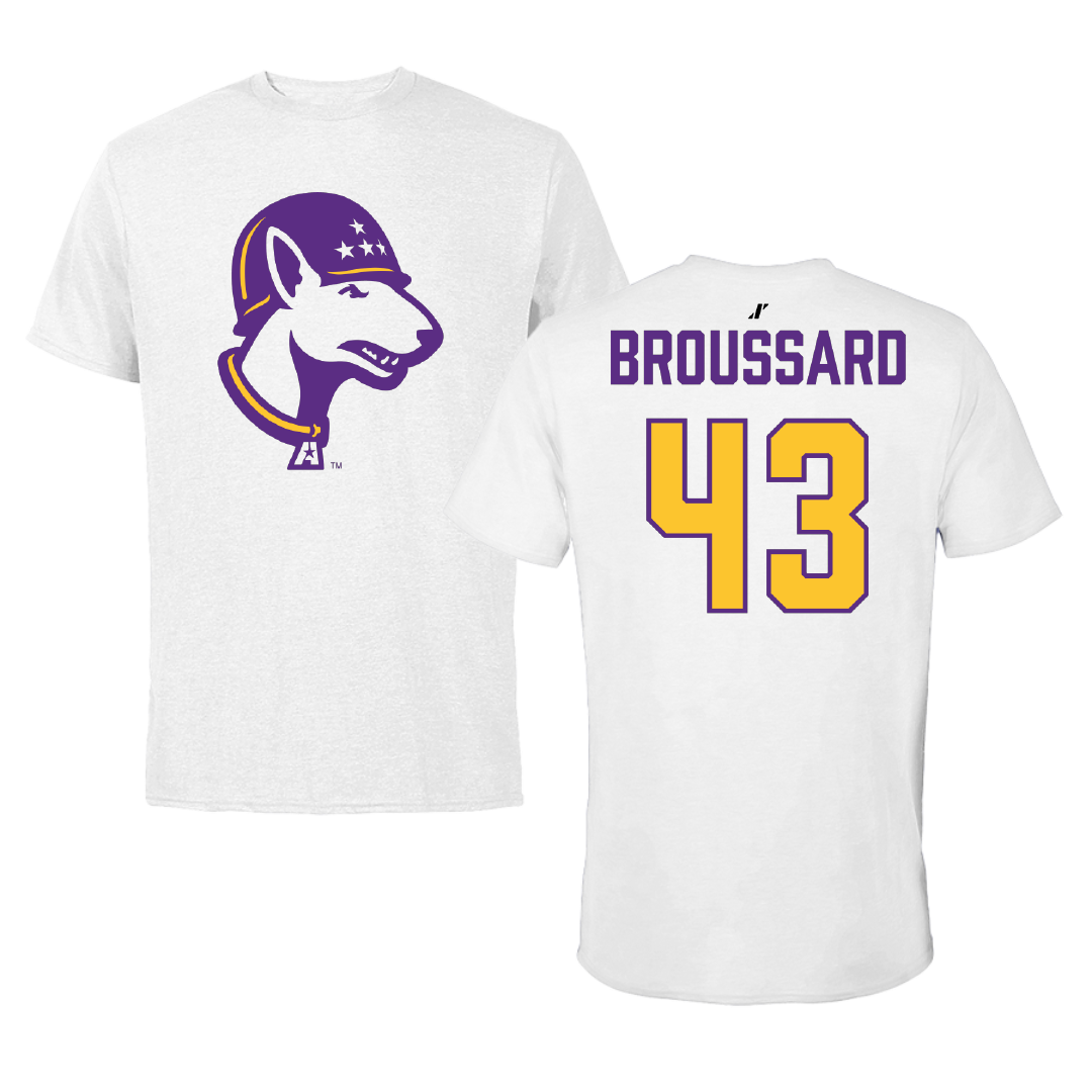 Louisiana State University-Alexandria Baseball White Performance Tee - #43 Remy Broussard