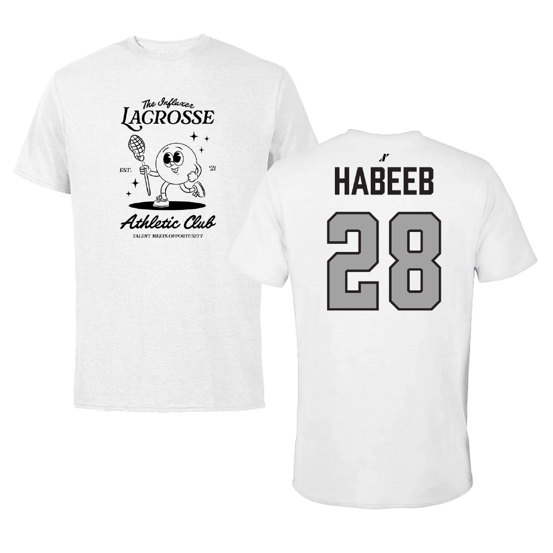 Lacrosse (M) White Influxer Athletic Club Tee - #28 Conner Habeeb