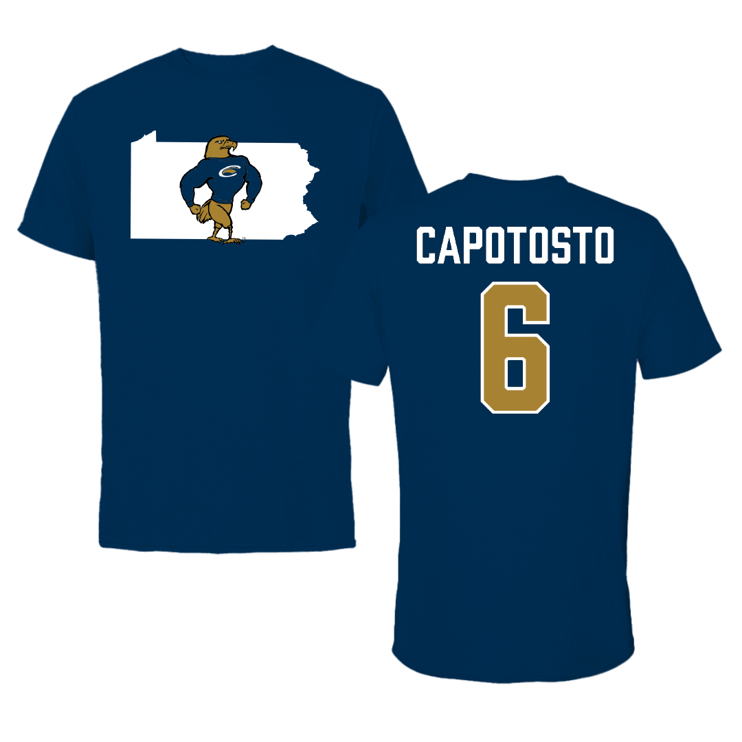 PennWest Clarion Football Navy State Performance Tee - #6 Jack Capotosto