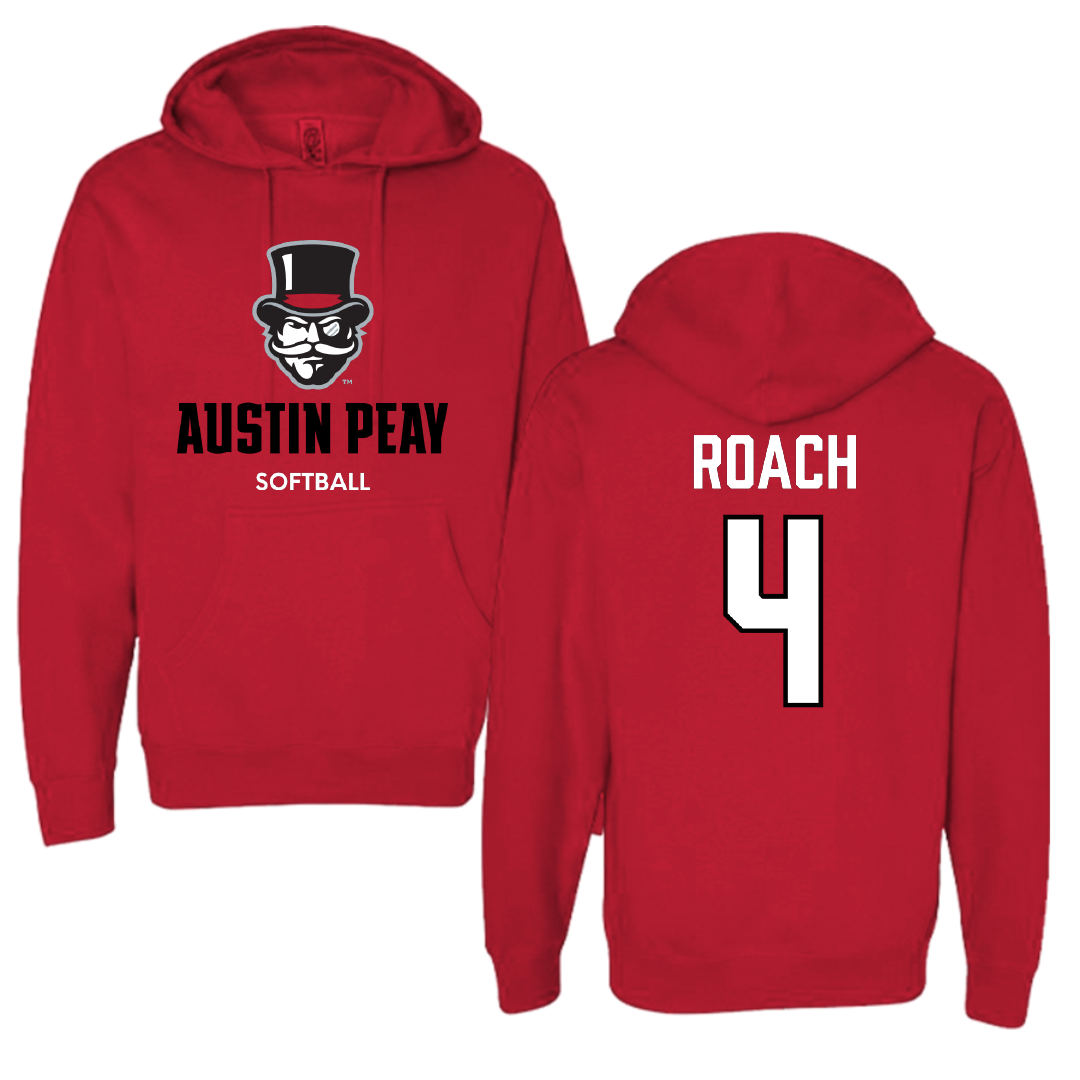 Austin Peay State University Softball Red Hoodie - #4 Raylon Roach