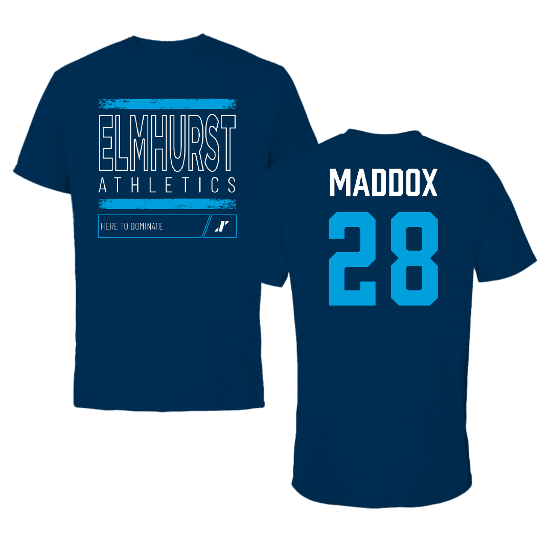 Elmhurst University Football Navy Dominate Performance Tee - #28 Julius Maddox