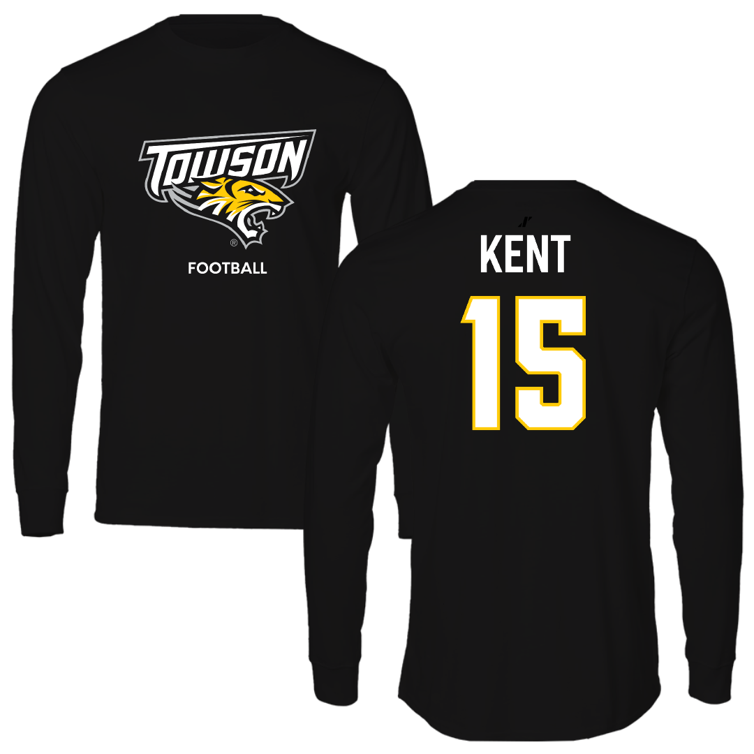 Towson University Football Black Performance Long Sleeve - #15 Nathan Kent