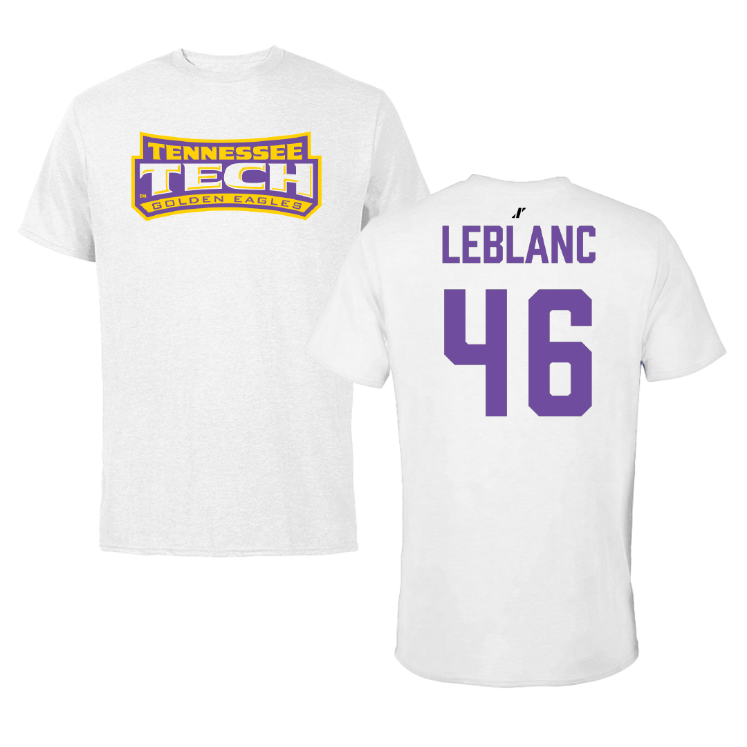 Tennessee Technological University Football White Performance Tee - #46 Dominic LeBlanc
