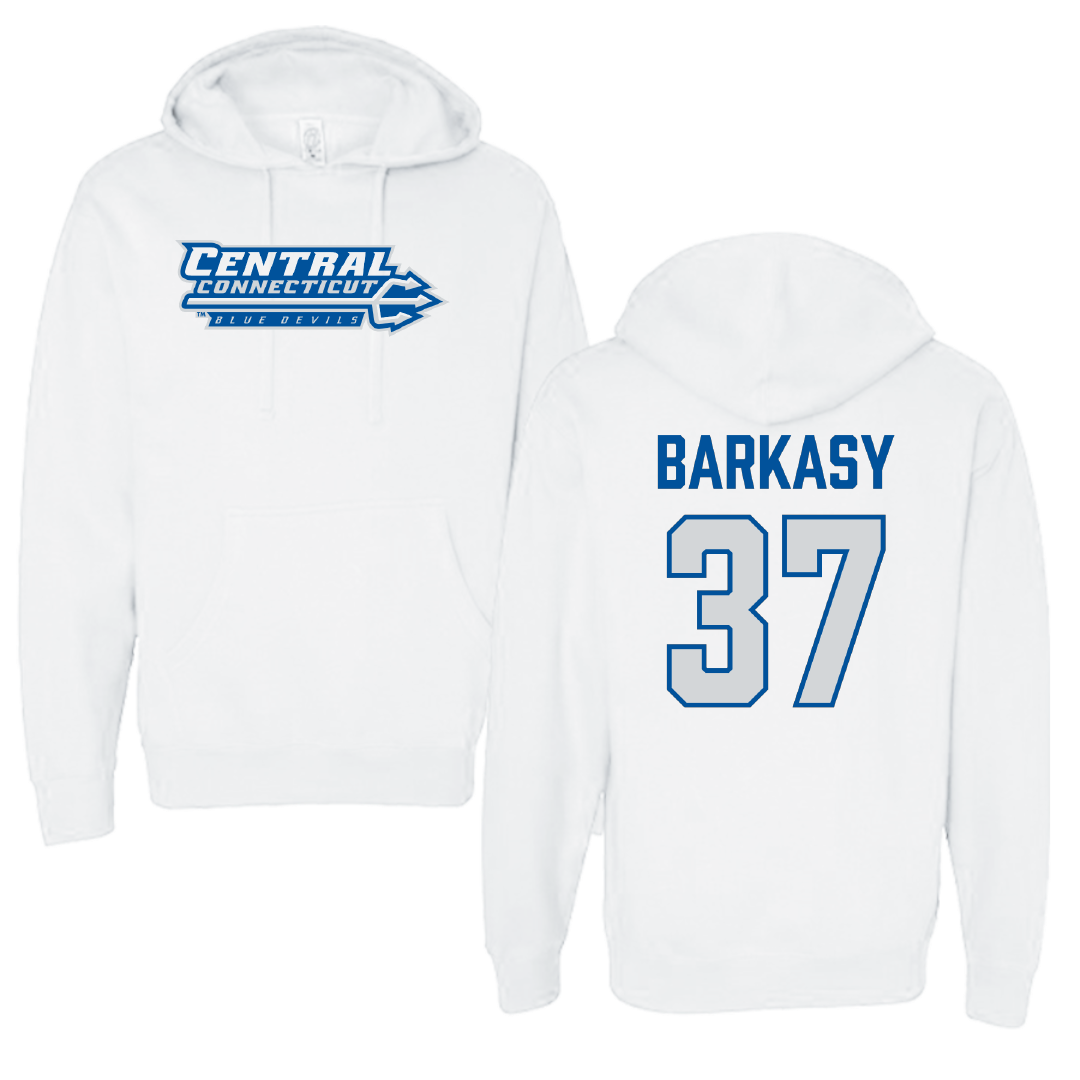 Central Connecticut State University Baseball White Hoodie - #37 Christopher Barkasy