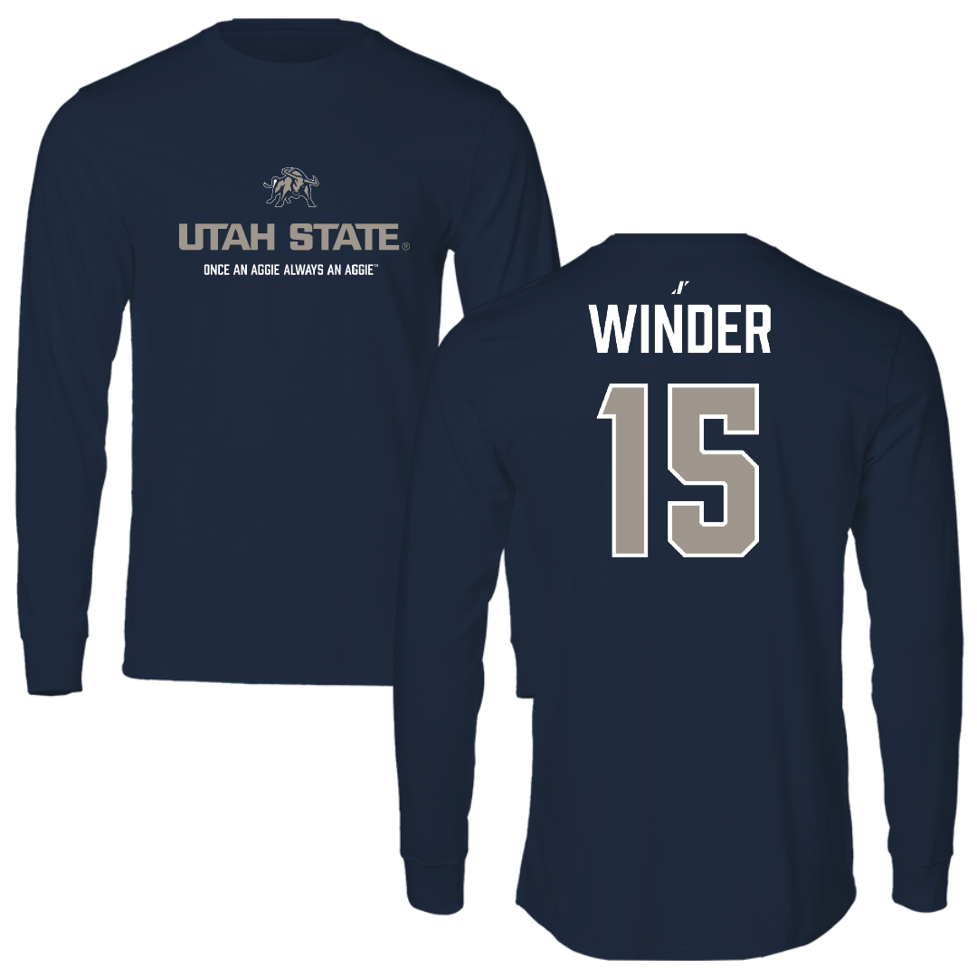 Utah State University Soccer (W) Navy General Performance Long Sleeve - #15 Talia Winder
