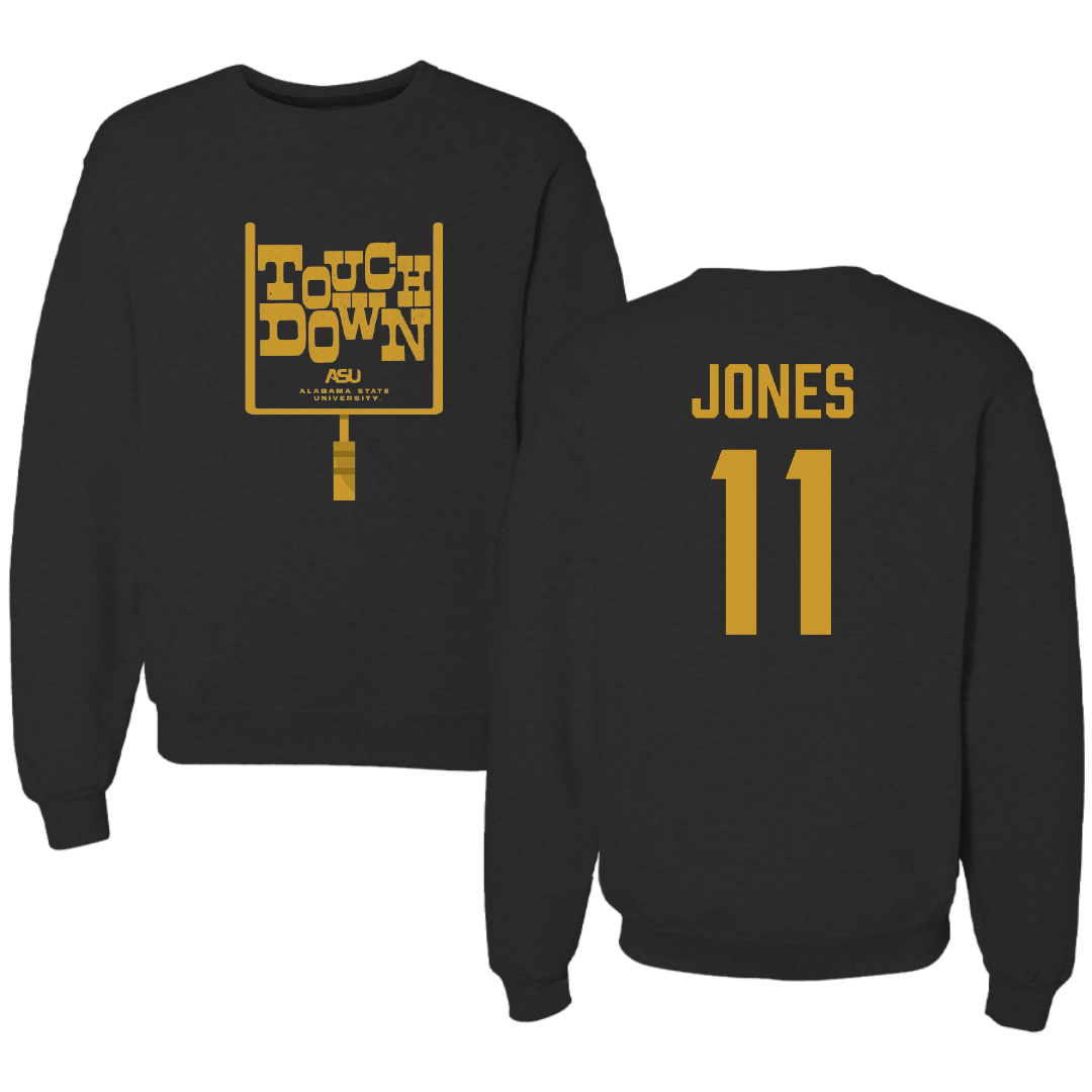 Alabama State University Football Black Touchdown Crewneck - #11 Jalen Jones