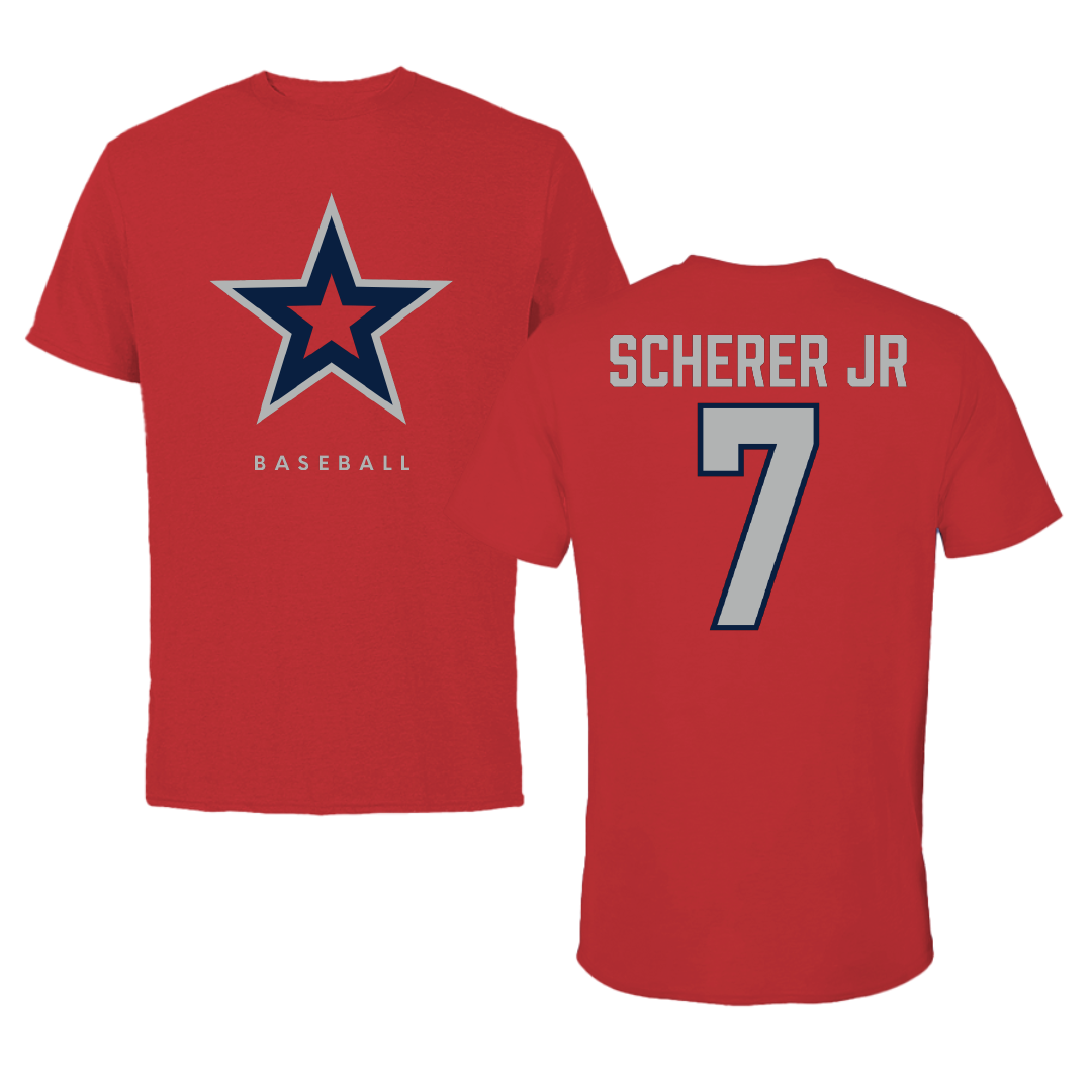 Robert Morris University Baseball Red Tee - #7 Nathan Scherer Jr