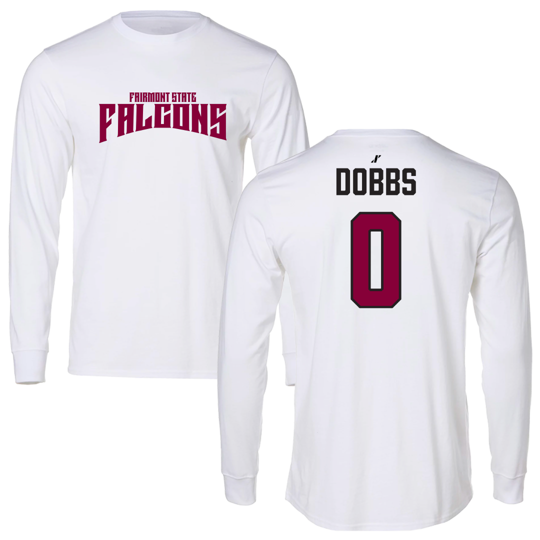 Fairmont State University Basketball (M) White Classic Long Sleeve - #0 Zycheus Dobbs