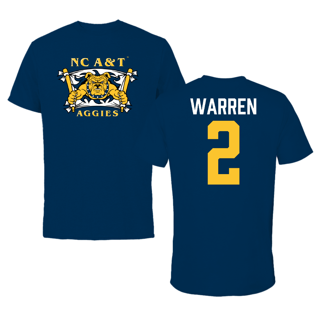 North Carolina A&T State University Football Navy Performance Tee - #2 Jamison Warren