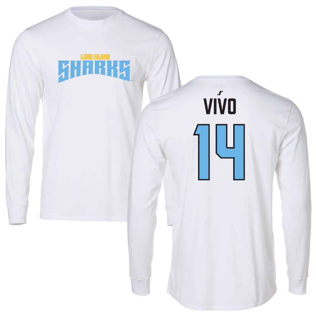 Long Island University Soccer White Classic Performance Long Sleeve - #14 Ricardo Vivo