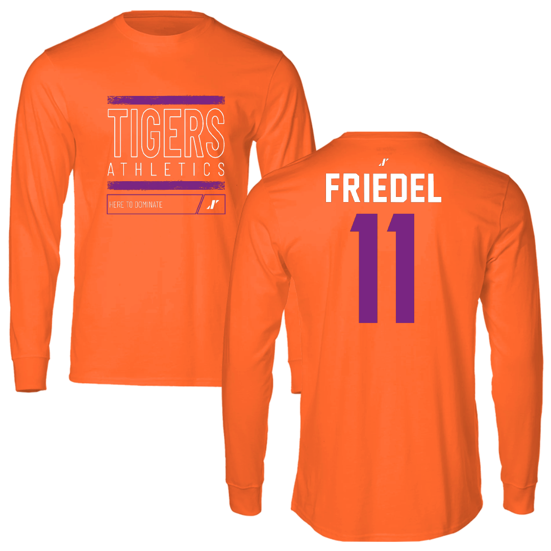 Edward Waters University Softball Orange Dominate Performance Long Sleeve - #11 Olivia Friedel