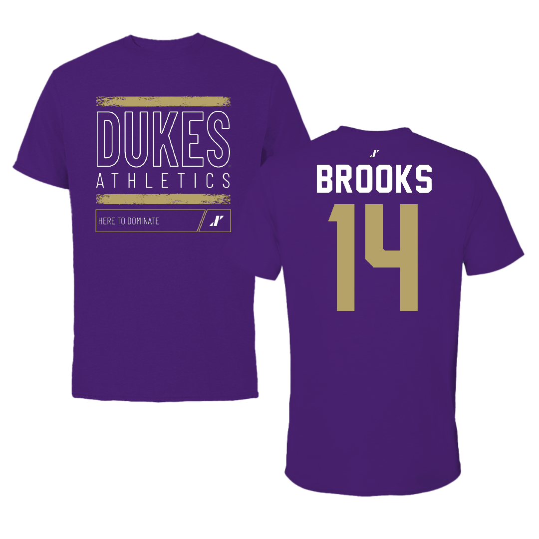 James Madison University Baseball Purple Dominate Performance Tee - #14 TJ Brooks