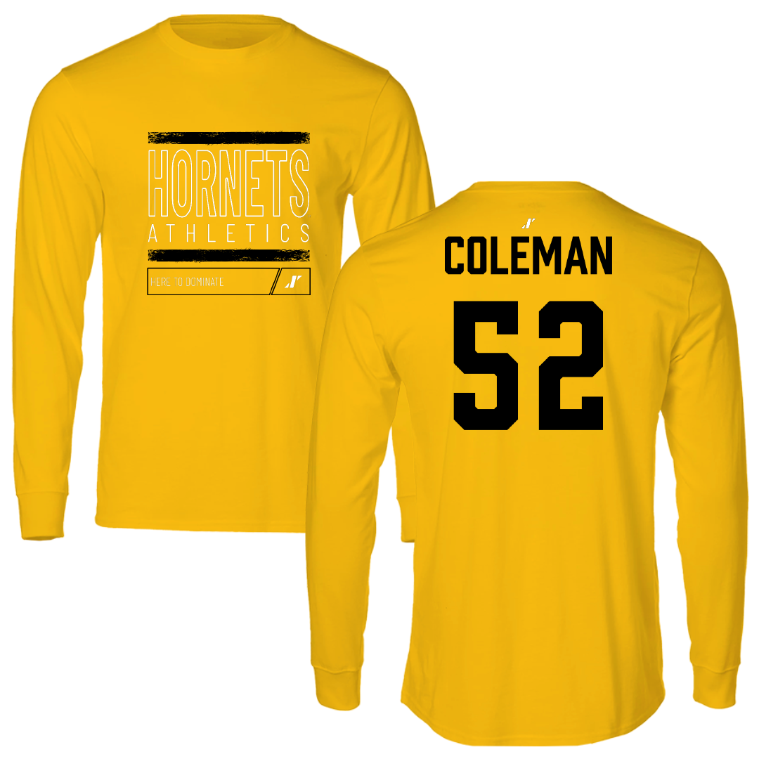 Alabama State University Football Gold Dominate Performance Long Sleeve - #52 Camden Coleman