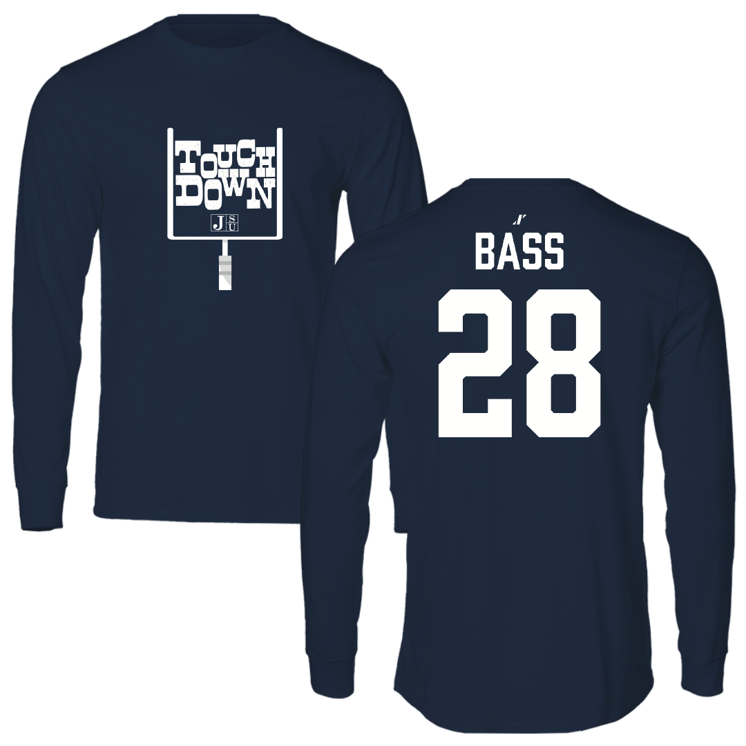 Jackson State University Football Navy Touchdown Long Sleeve - #28 Keith Bass