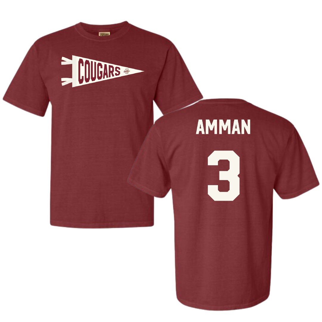College of Charleston (South Carolina) Baseball Maroon Pennant Comfort Colors Tee - #3 Jake Amman