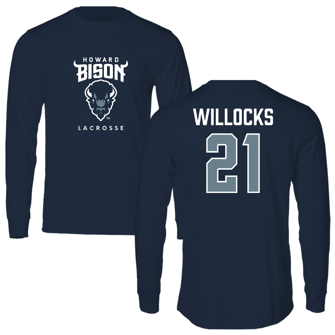 Howard University Lacrosse (W) Navy Long Sleeve - #21 Madeline Willocks