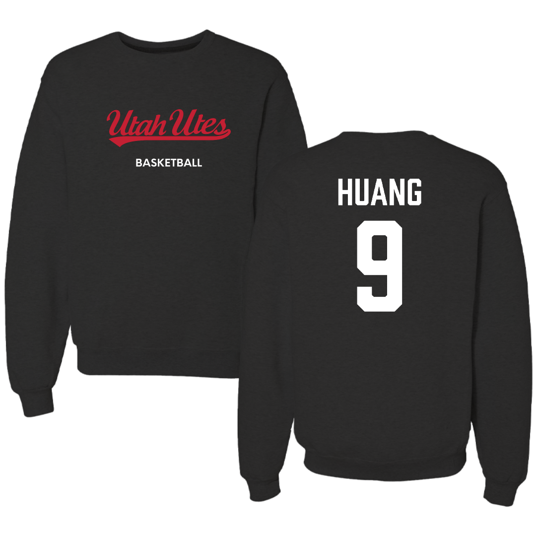 University of Utah Basketball (M) Black Crewneck - #9 Jerry Huang