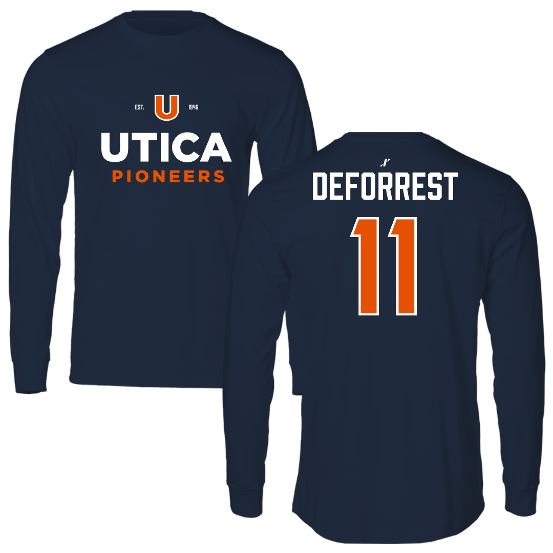Utica University Football Navy General Performance Long Sleeve - #11 Nicholas DeForrest