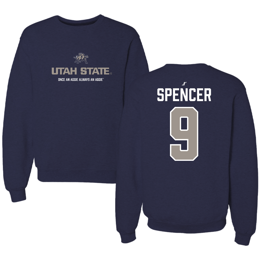 Utah State University Volleyball Navy General Crewneck - #9 Hailey Spencer