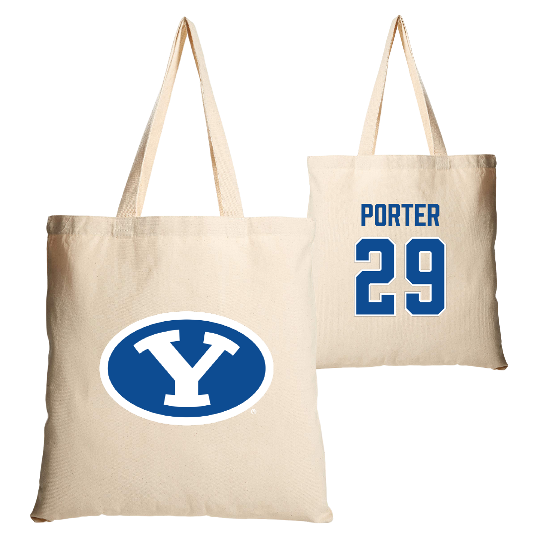 Brigham Young University Baseball Tan Canvas Tote Bag - #29 Jake Porter