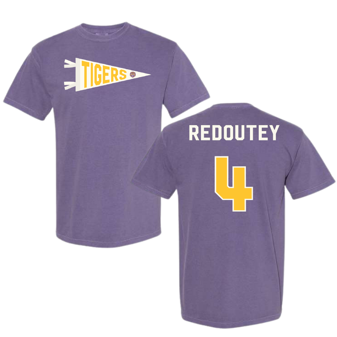 Louisiana State University Softball Purple Pennant Comfort Colors Tee - #4 McKenzie Redoutey