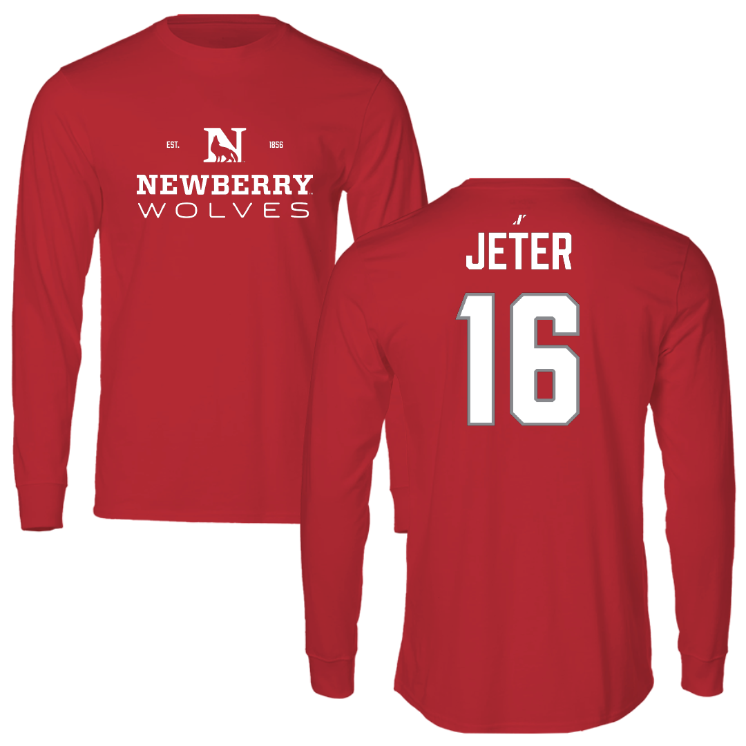 Newberry College Baseball Red General Long Sleeve - #16 Taylor Jeter