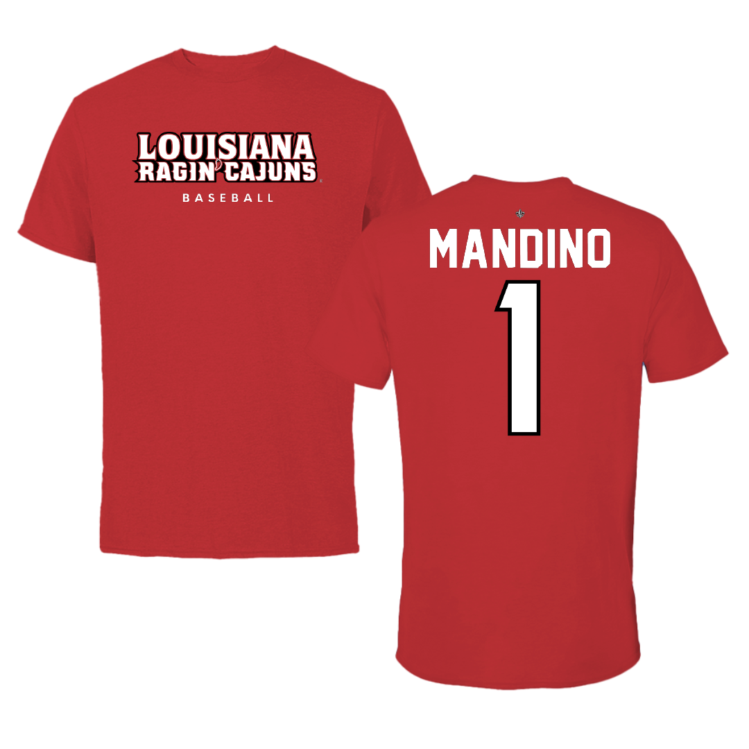 University of Louisiana at Lafayette Baseball Red Performance Tee - #1 Maddox Mandino