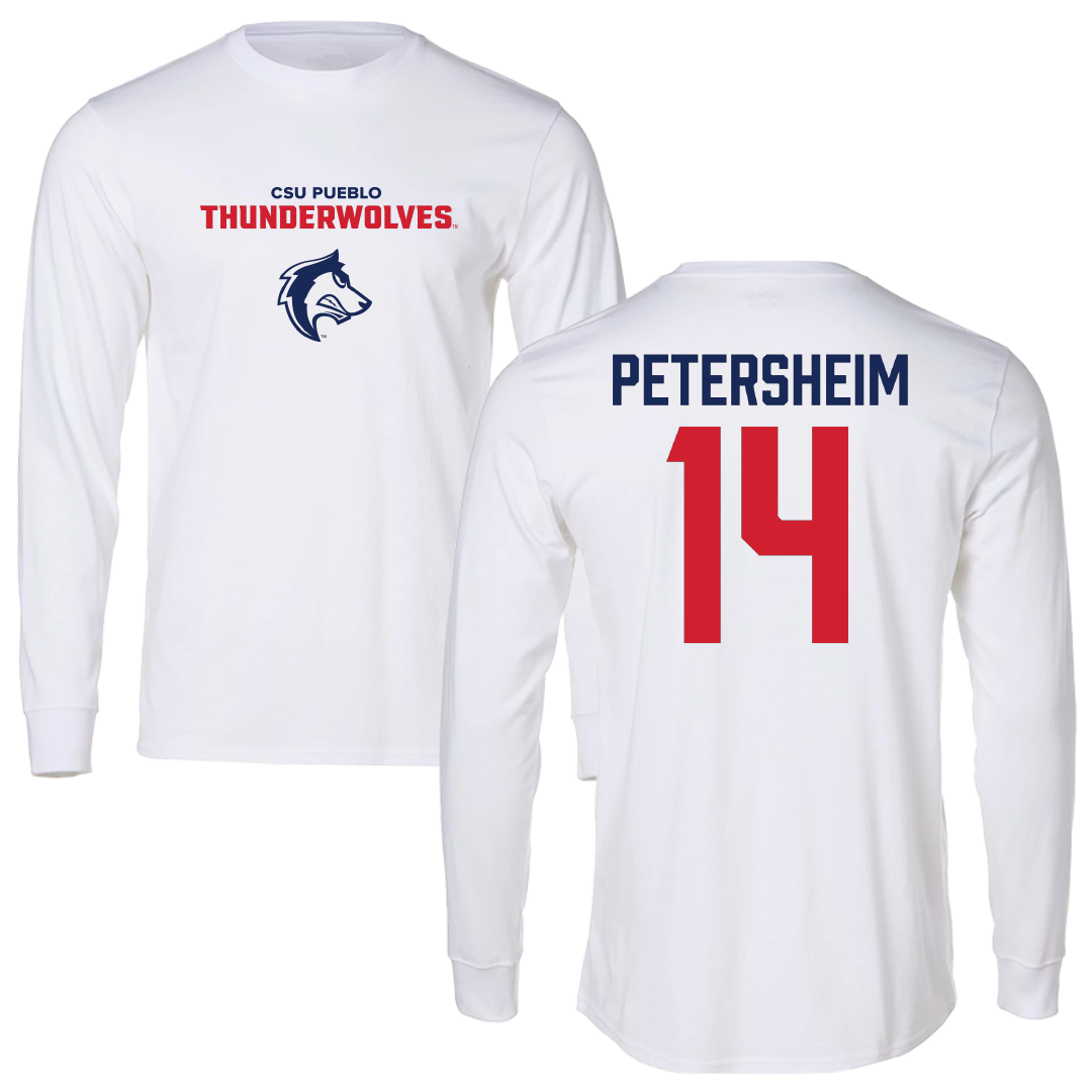 Colorado State University-Pueblo Baseball White Performance Long Sleeve - #14 Jacob Petersheim