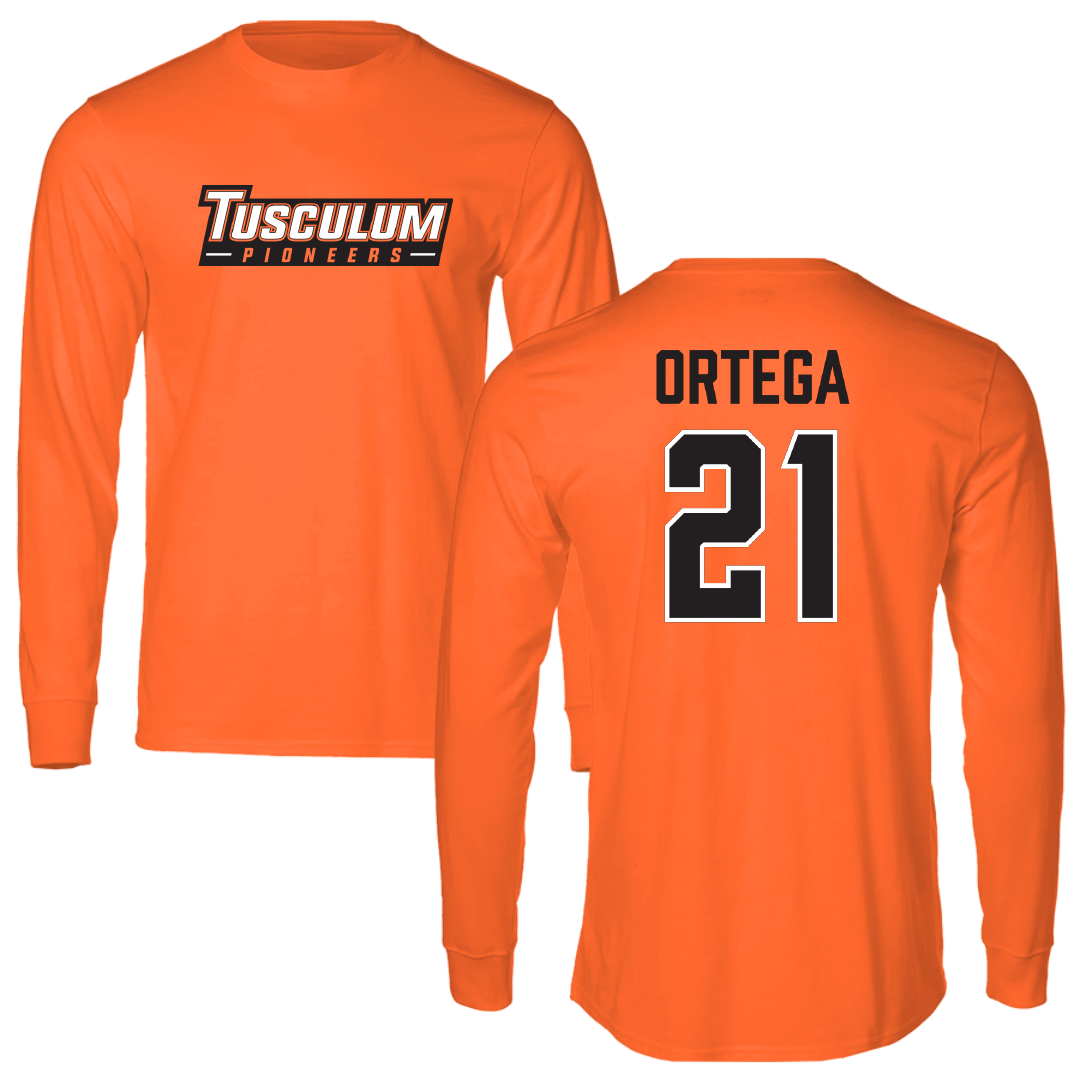 Tusculum University Baseball Orange Performance Long Sleeve - #21 Ryan Ortega