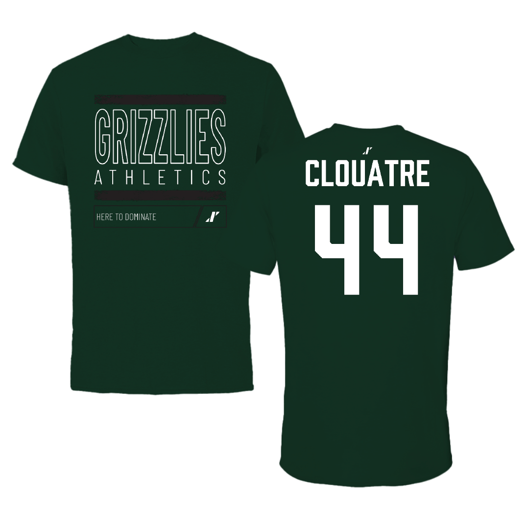 Adams State University Football Forest Green Dominate Tee - #44 Anthony Clouatre