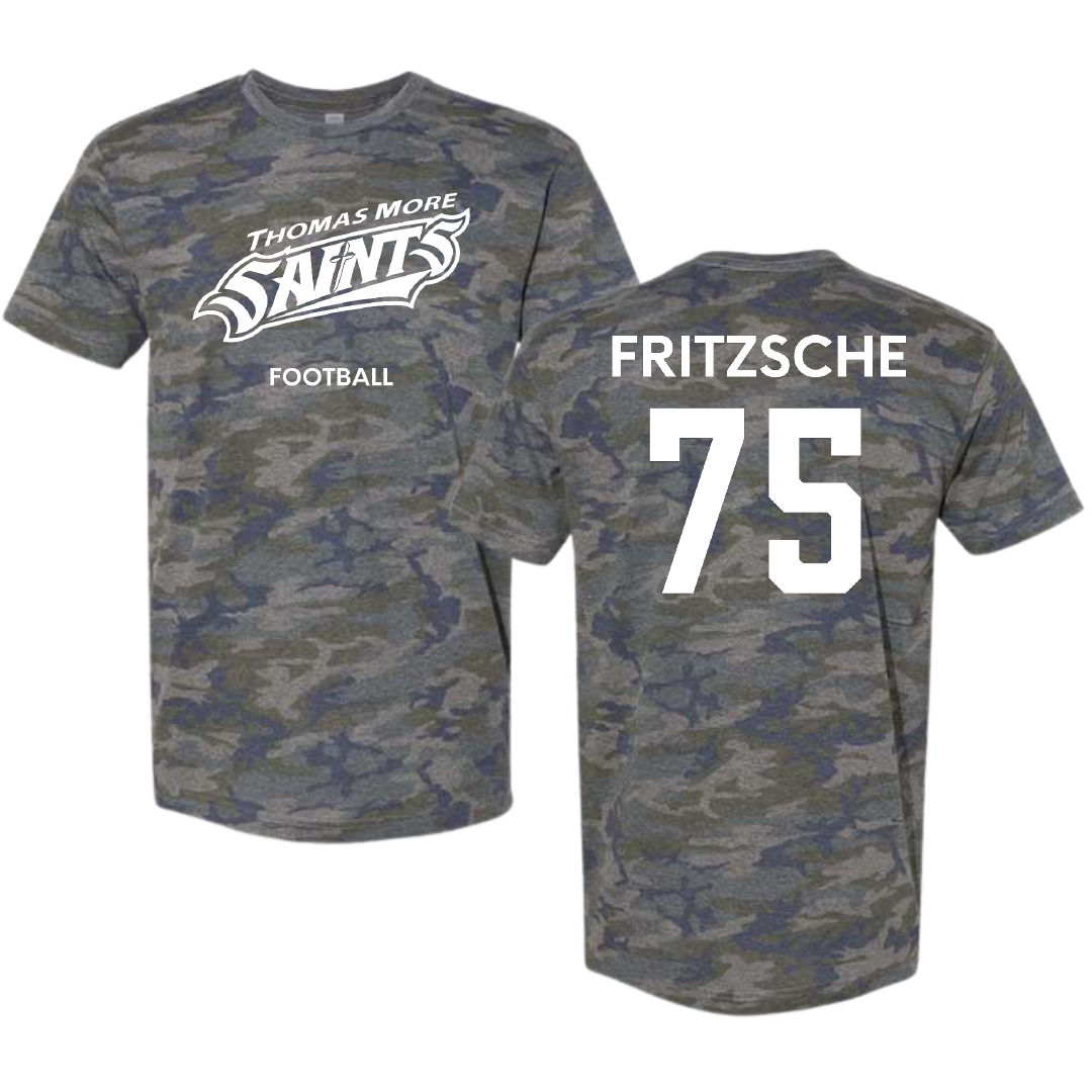 Thomas More University Football Vintage Camo Tee - #75 Nick Fritzsche