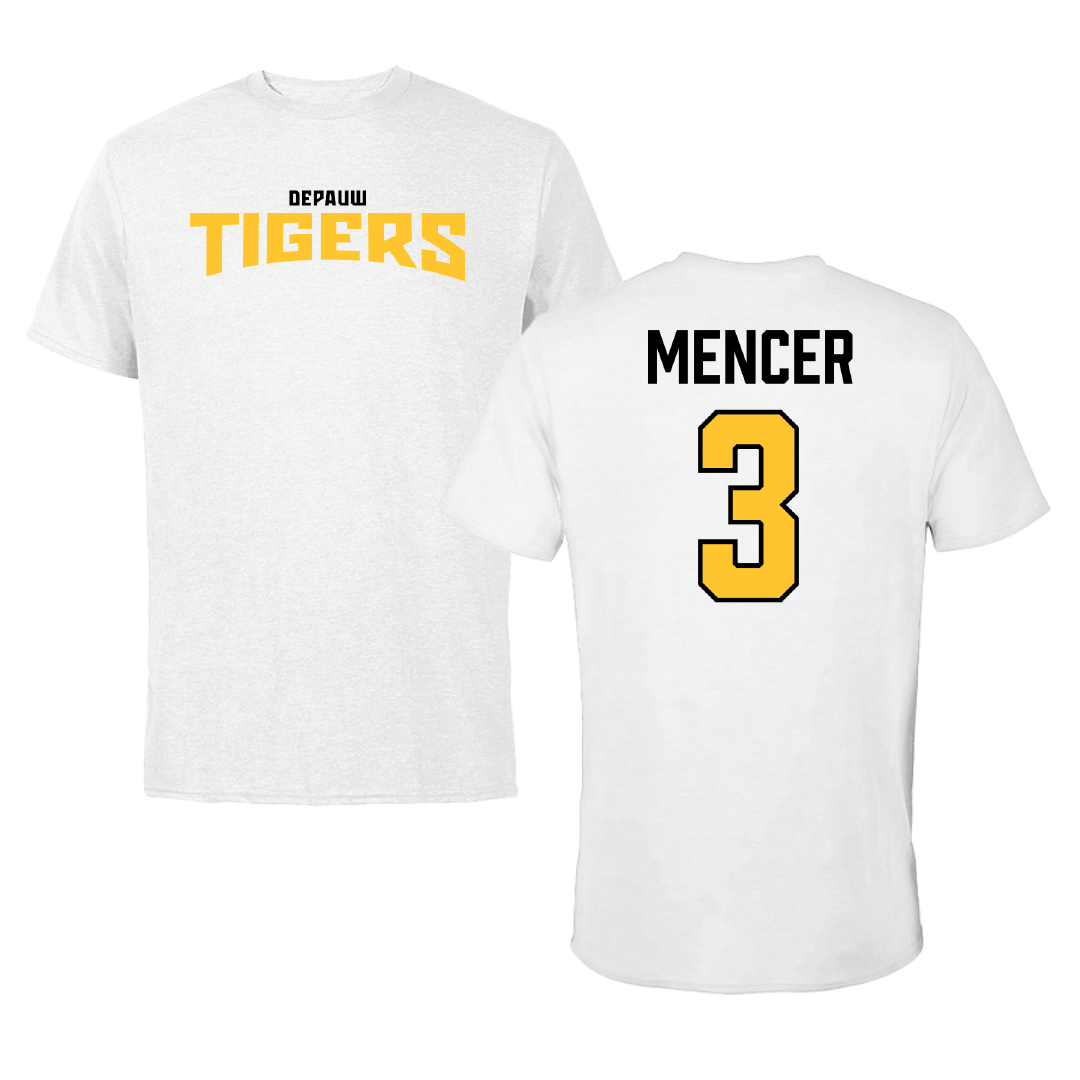DePauw University Football White Classic Tee - #3 Seth Mencer