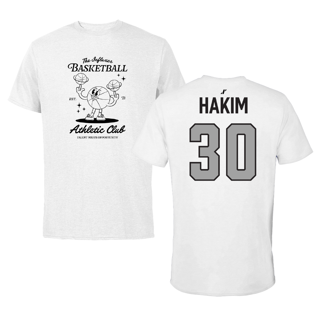 Basketball (M) White Influxer Athletic Club Tee - #30 Jonathan Hakim