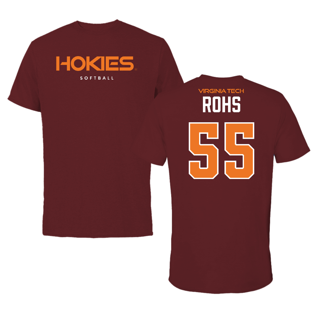 Virginia Tech Softball Maroon Tee - #55 Annika Rohs