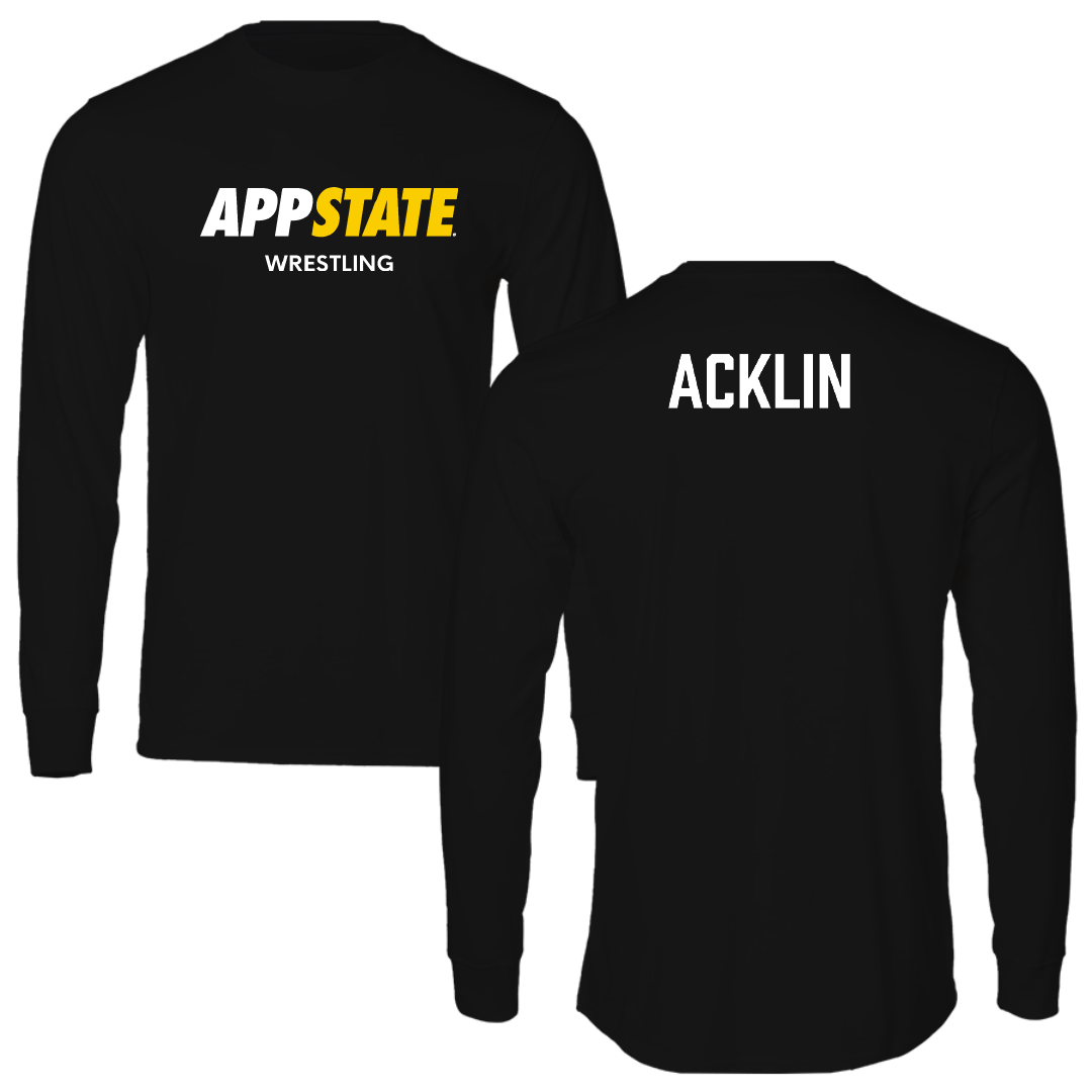 Appalachian State University Wrestling (M) Black Block Performance Long Sleeve - Drake Acklin