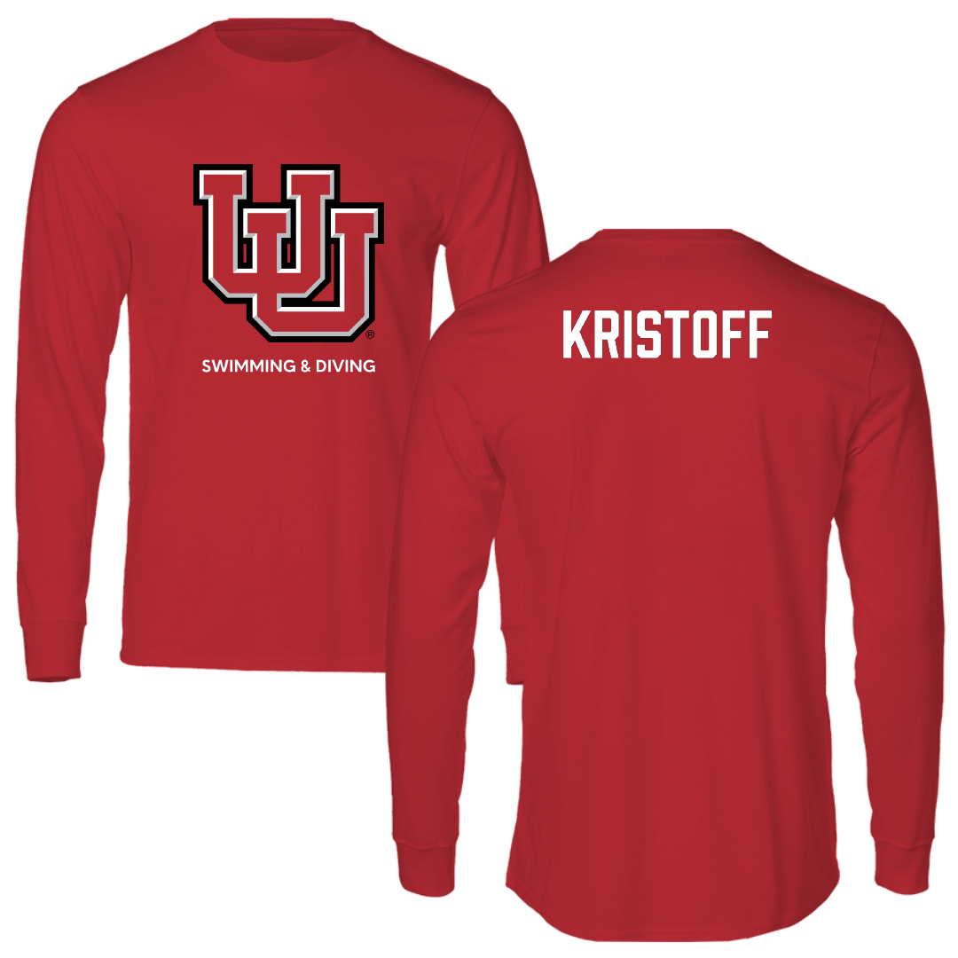 University of Utah Swimming & Diving Red Block Long Sleeve - Keaton Kristoff