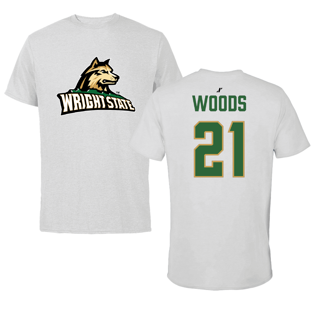 Wright State University Basketball (M) Light Gray Tee - #21 Logan Woods