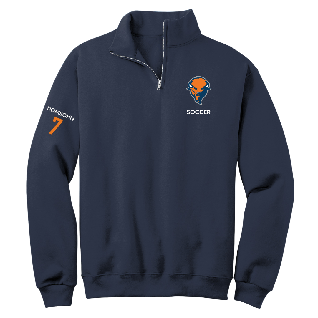 Bucknell University Soccer (M) Navy Quarter-Zip - #7 Zane Domsohn