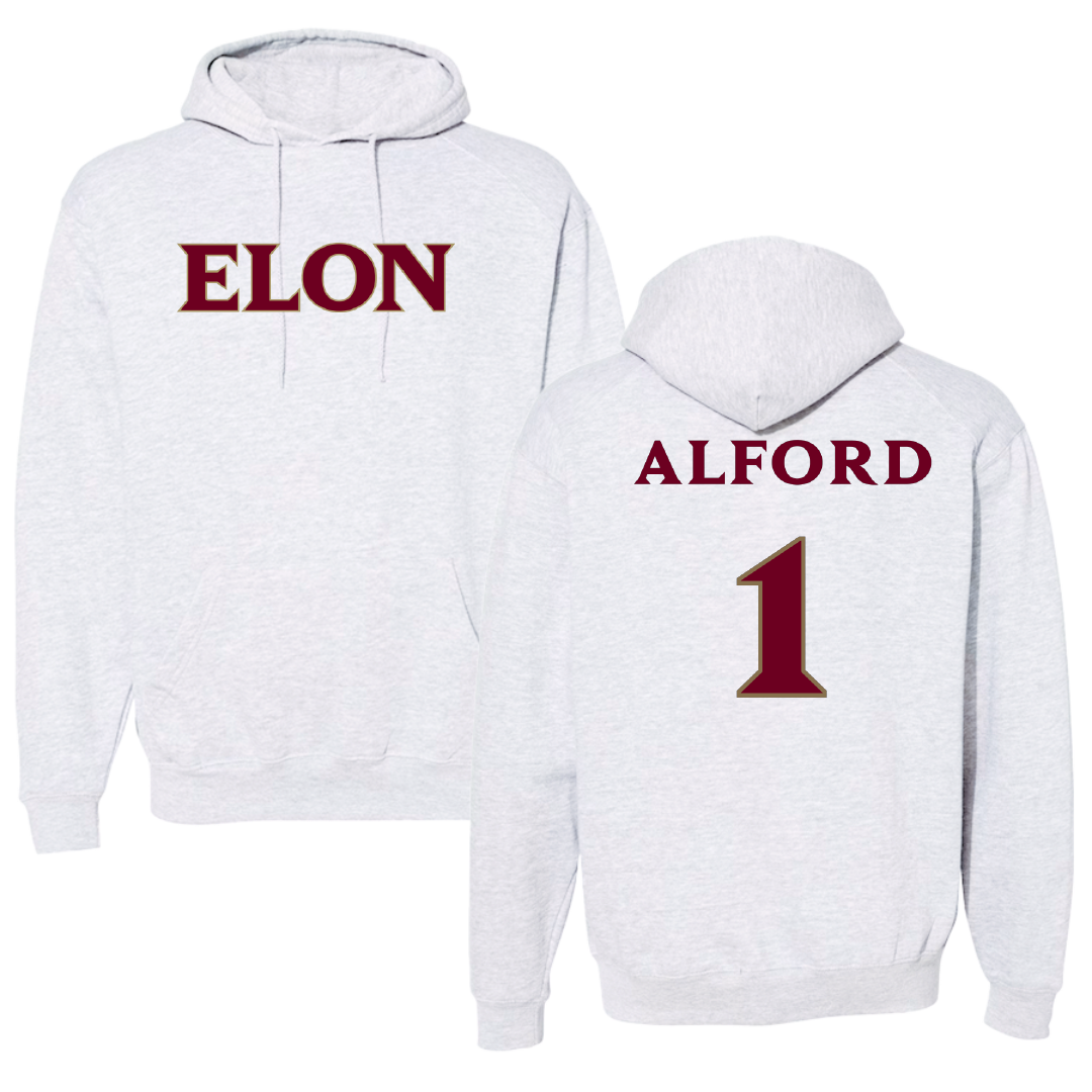 Elon University Baseball Light Gray Hoodie - #1 Jackson Alford