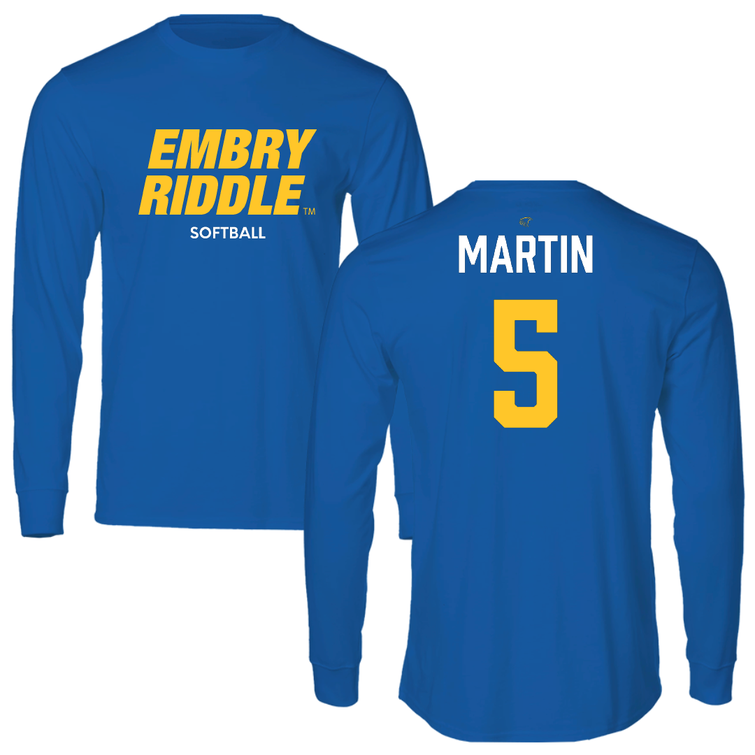 Embry-Riddle Aeronautical University Softball Blue Performance Long Sleeve - #5 Mattea Martin
