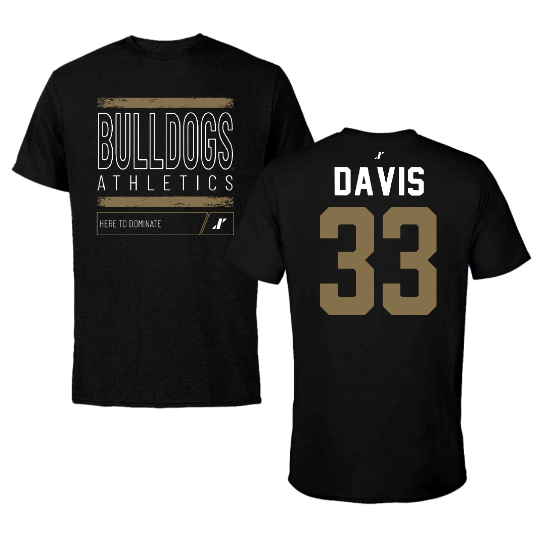 Bryant University Football Black Dominate Performance Tee - #33 Jake Davis