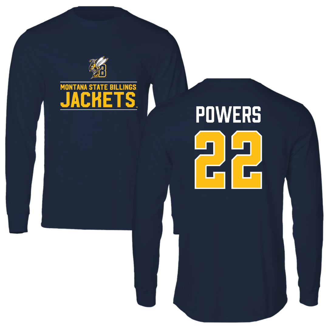 Montana State University Billings Soccer Navy General Performance Long Sleeve - #22 Briel Powers