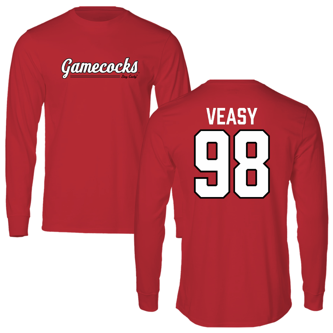 Jacksonville State University Football Red General Performance Long Sleeve - #98 Jackson Veasy