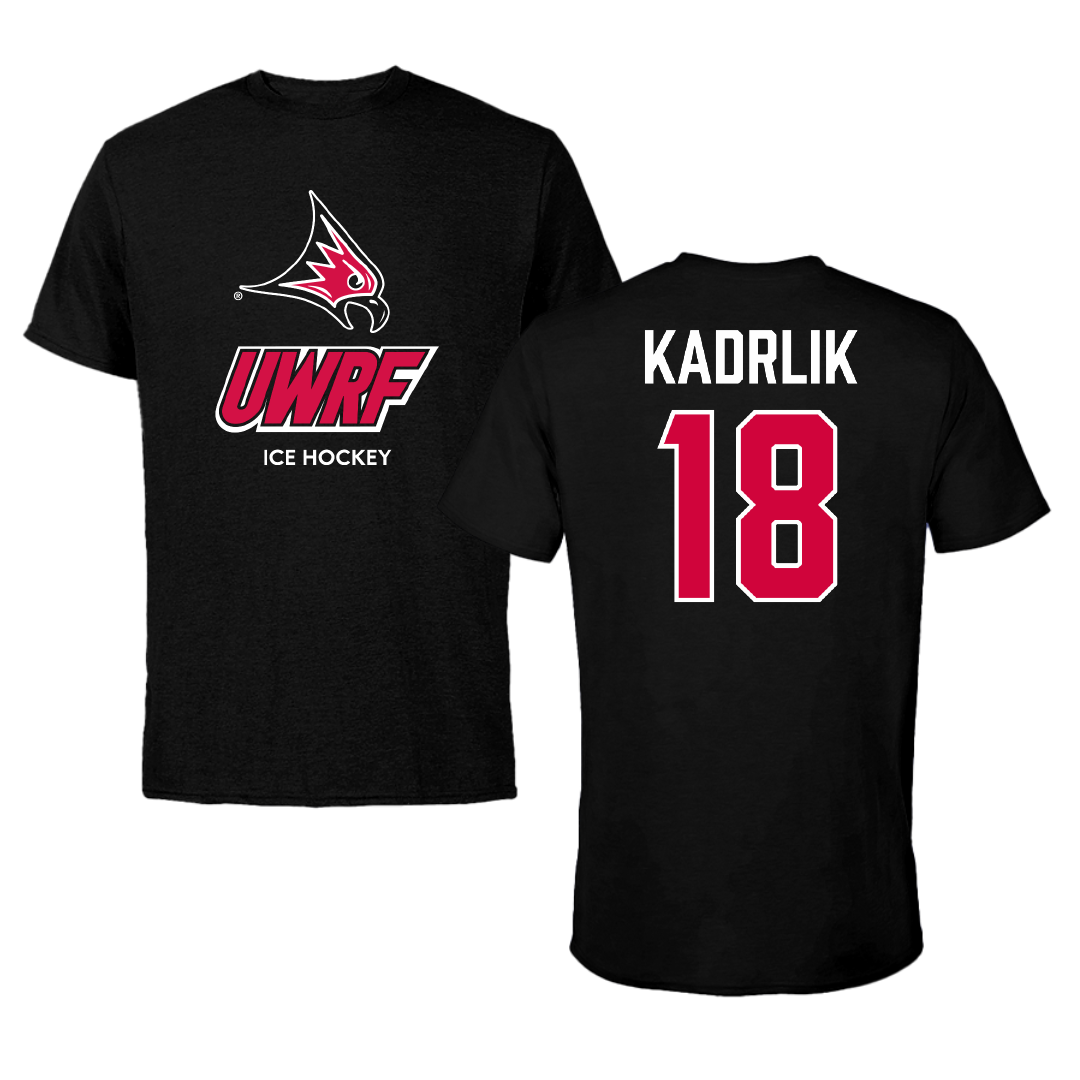 University of Wisconsin-River Falls Ice Hockey (W) Black Performance Tee - #18 Makenna Kadrlik