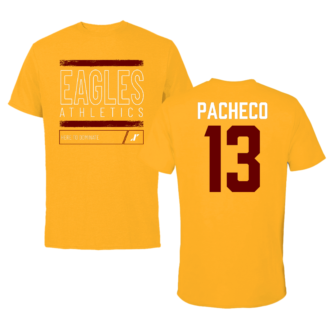 Winthrop University Soccer Gold Dominate Tee - #13 Bernardo Pacheco