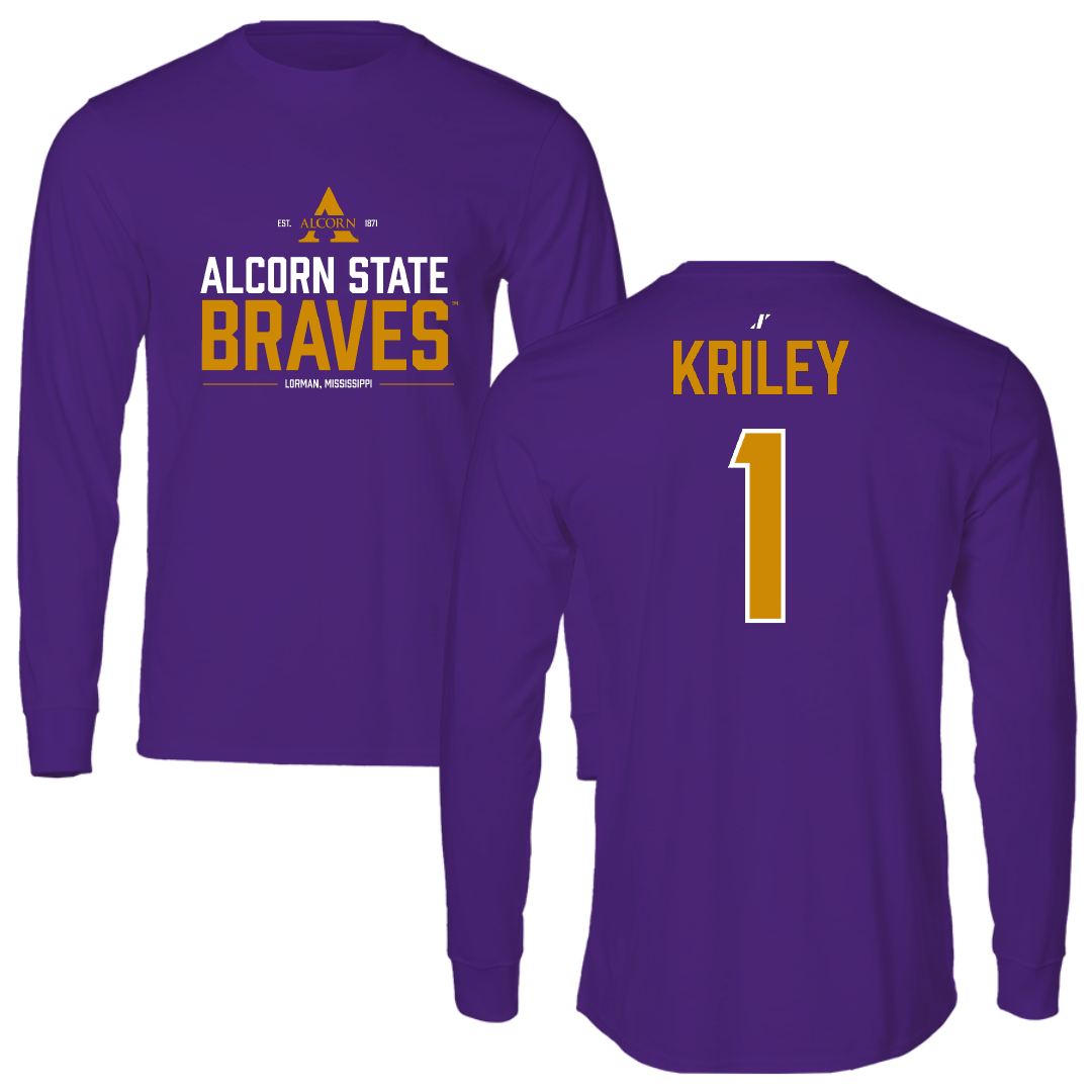 Alcorn State University Baseball Purple General Long Sleeve - #1 Devin Kriley