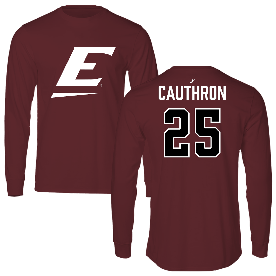 Eastern Kentucky University Baseball Maroon Long Sleeve - #25 Jackson Cauthron